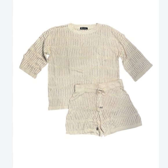 Pretty Garden Cream Knit Set | Boho Lounge & Swim Coverup | Size S - Picture 2 of 5